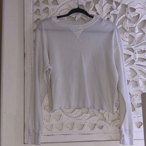 White thermal cropped long sleeve